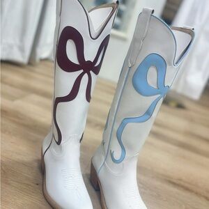 White and Blue Women's Boots